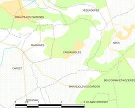 Mapa obce Cassagnoles