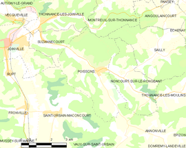 Mapa obce Poissons
