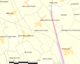 Mapa obce Hénin-sur-Cojeul