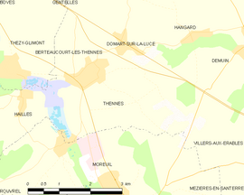 Mapa obce Thennes