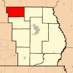 На карте отмечен поселок Кейн-Крик, округ Батлер, штат Миссури.svg
