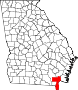 Harta statului Georgia indicând comitatul Charlton