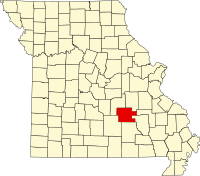 Locatie van Dent County in Missouri