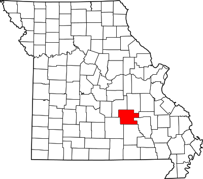 Map of Missouri highlighting Dent County.svg