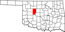 Map of Oklahoma highlighting Blaine County.svg