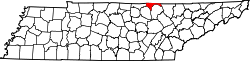 map of Tennessee highlighting Pickett County