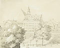 View of the Thomas church, drawing by Felix Mendelsohn Bartholdy 1843