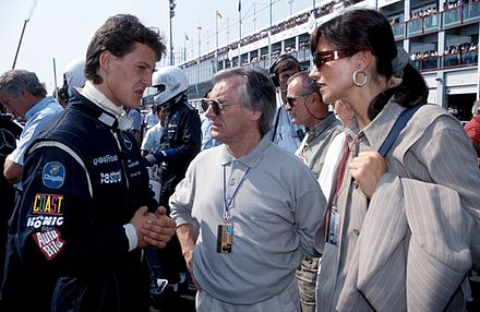 Michael Schumacher meeting Ecclestone in September 1991 at a sportscar race at Magny-Cours, France (Ecclestone's then-wife Slavica on the right)