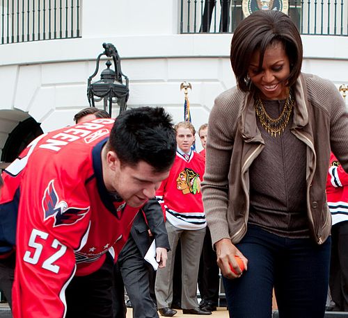 Green joins First Lady of the United States Michelle Obama at the White House in 2011 to promote her Let's Move! initiative