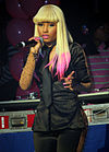 Nicki Minaj appears in the "Up Out My Face" (Remix) video. MinajHammersteinBallroomNYC.jpg