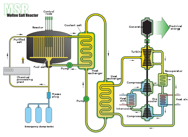 Schema van de gesmoltenzoutreactor