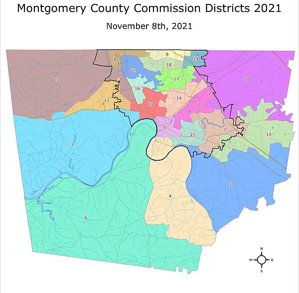 Montgomery County Commission districts, 2022-2032