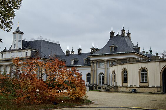 The mountain palace of Pillnitz castle has been erected in the 18. century in Japanese style