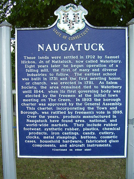 Town history sign found on the Naugatuck Green