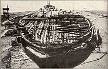 The remains of a Lake Nemi ship in 1929 Nemi-Schiff.jpg