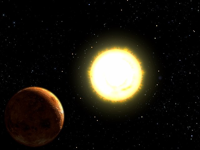 L'étoile naine jaune 55 Cancri.