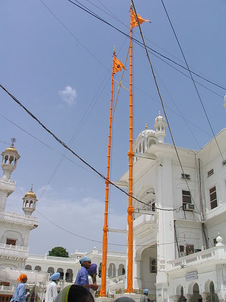 Nishan Sahib emplaced at the Golden Temple, Amritsar