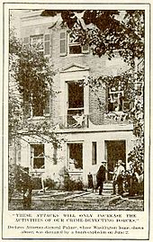 Attorney General A. Mitchell Palmer's house with bomb damage Palmer Bombing.jpg