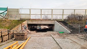 De voormalige tunnel tijdens de sloop (februari 2022)