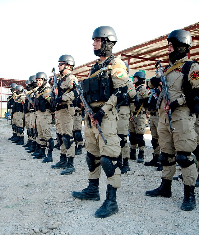 Pershmega special forces gathered near Syria on June 23, 2014