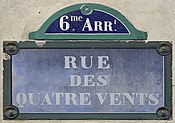 Plaque Rue Quatre Vents - Paris VI (FR75) - 2021-07-29 - 1.jpg