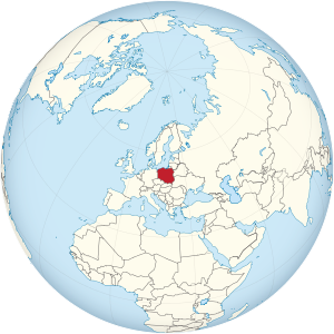 Poland on the globe (Europe centered).svg