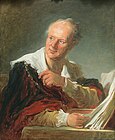 Jean-Honoré Fragonard, Portret van Denis Diderot, 1769, Louvre, Par. Zijn kunstkritiek was zeer invloedrijk. Zijn Essais sur la peinture werd door Johann Wolfgang von Goethe beschreven als "een magnifiek werk, dat de dichter nog behulpzamer aanspreekt dan de schilder, hoewel het ook voor de schilder is als een brandende fakkel." De favoriete schilder van Diderot was Jean-Baptiste Greuze.[7]