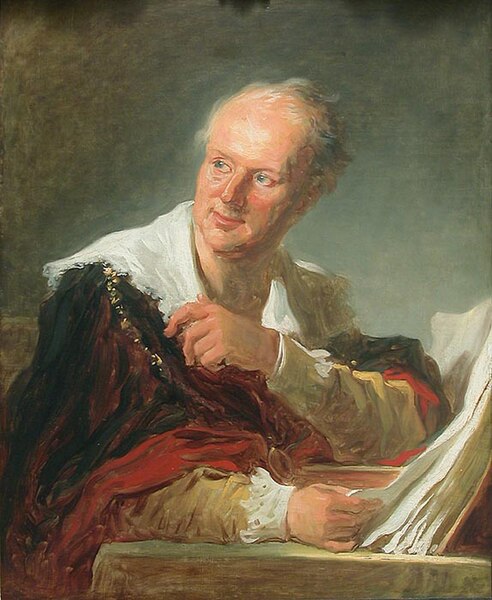 Jean-Honoré Fragonard, Portrait of Denis Diderot, 1769, Louvre, Paris. His art criticism was highly influential. His Essais sur la peinture was descri