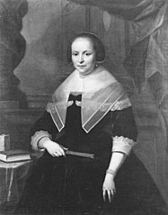 Portret van Jacoba Lampsins (1613/1614-1667), echtgenote van Carel Martens