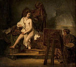 Portrait of Rembrandt while painting Hendrickje as his Model.jpg