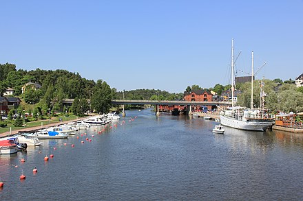 The Porvoo River (Porvoonjoki) in the medieval town of Porvoo, Finland