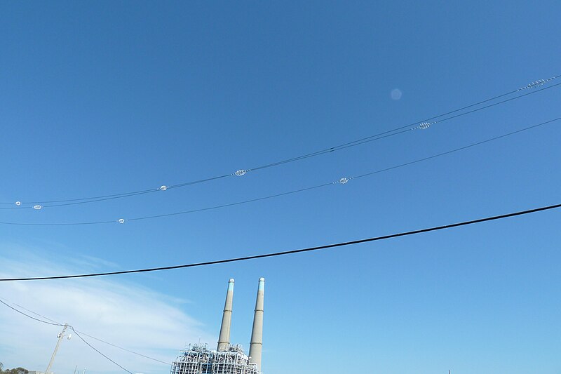 File:Power line bird diverters at Moss Landing, California.jpg