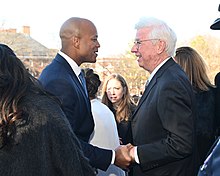 Glendening with Governor Wes Moore in 2023 Public Swearing In (52643830332).jpg