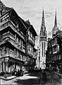 La cathédrale et la rue Kéréon vers 1900 (lithographie d'Albert Robida)