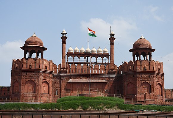 Red Fort domes and flag.jpg