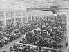 Historic photograph of the large and bustling tool and die works at the Ford River Rouge Complex.