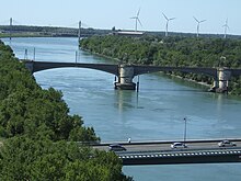 Bridges across the Rhone between Tarascon and Beaucaire (right).