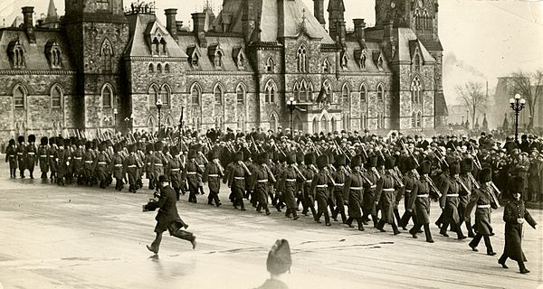 The Royal 22nd Regiment parading on Parliament Hill in Ottawa in 1927