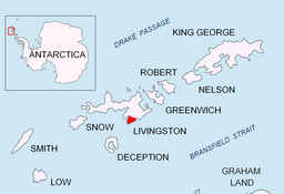 Plasseringa til Rozhen Peninsula, Livingston Island i Sør-Shetlandsøyane.