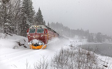 31/12: Locomotora NSB Di 4 amb el tren noruec diürn 481 entre Finneidfjord i Mo i Rana.