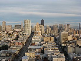 San Francisco downtown late afternoon looking east