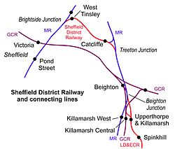 Beighton station and related lines