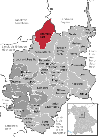 Läget för Simmelsdorf i Landkreis Nürnberger Land