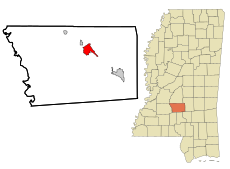 Simpson County Mississippi Incorporated and Unincorporated areas Mendenhall Highlighted.svg