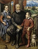 Sofonisba Anguissola, Portrætgruppe med kunstnerens fader Amilcare Anguissola og hendes søskende Minerva og Astrubale, ca. 1559, 0001NMK, Nivaagaards Malerisamling.jpg