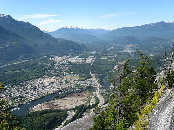 Squamish and the Squamish Valley from the summit of the Chief