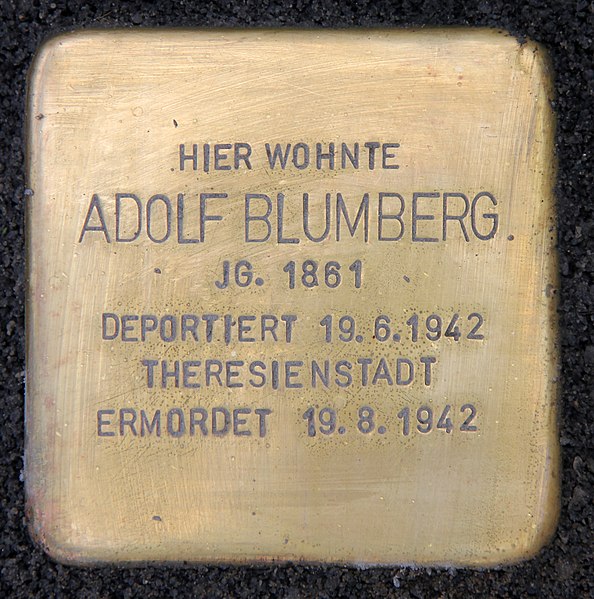 File:Stolperstein Prinzregentenstr 88 (Wilmd) Adolf Blumberg.jpg