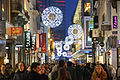 Streets of the downtown Brussels decorated for the upcomming Christmas and New Year celebrations. Belgium, Western Europe. 3 December, 2015