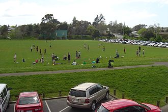 Field during a recreational touch ball game. Sunnynook Park.JPG