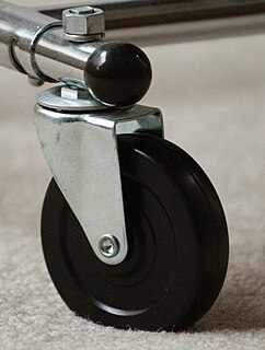 Caster Undriven wheel that is designed to be attached to the bottom of a larger object